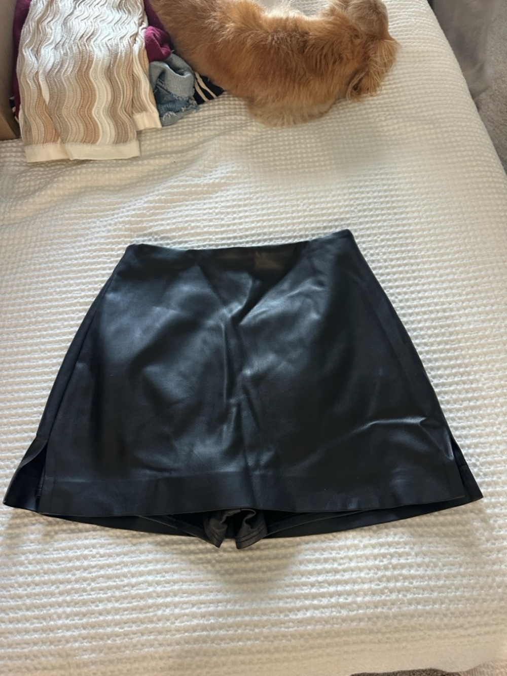 Black Faux Leather Skort